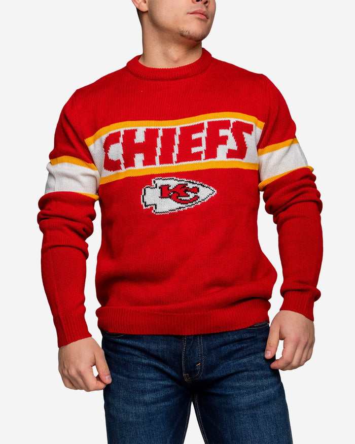 Kansas City Chiefs Vintage Stripe Sweater FOCO - FOCO.com