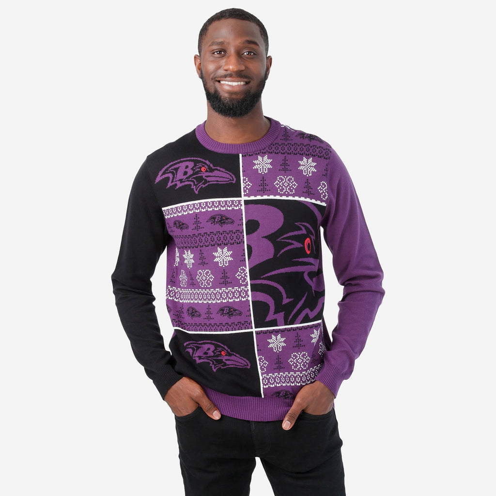 Baltimore Ravens Busy Block Snowfall Sweater FOCO S - FOCO.com