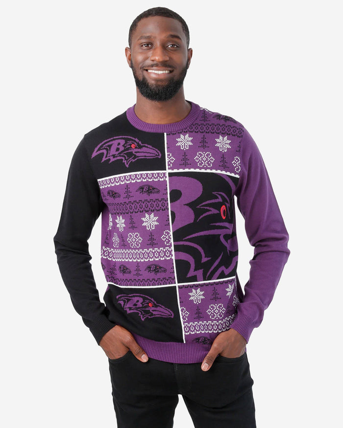 Baltimore Ravens Busy Block Snowfall Sweater FOCO S - FOCO.com