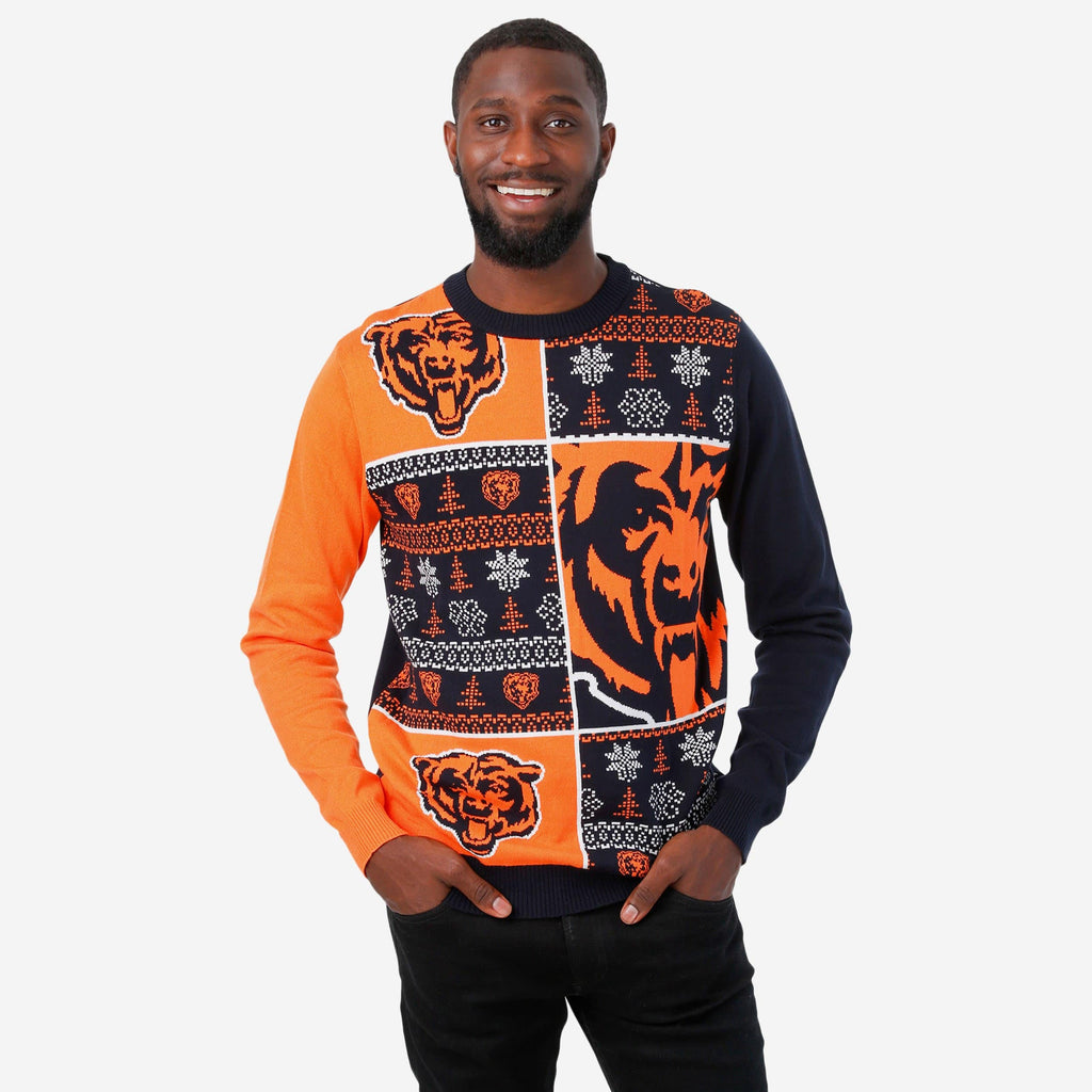 Chicago Bears Busy Block Snowfall Sweater FOCO S - FOCO.com