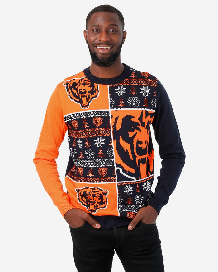 Chicago Bears Busy Block Snowfall Sweater FOCO S - FOCO.com