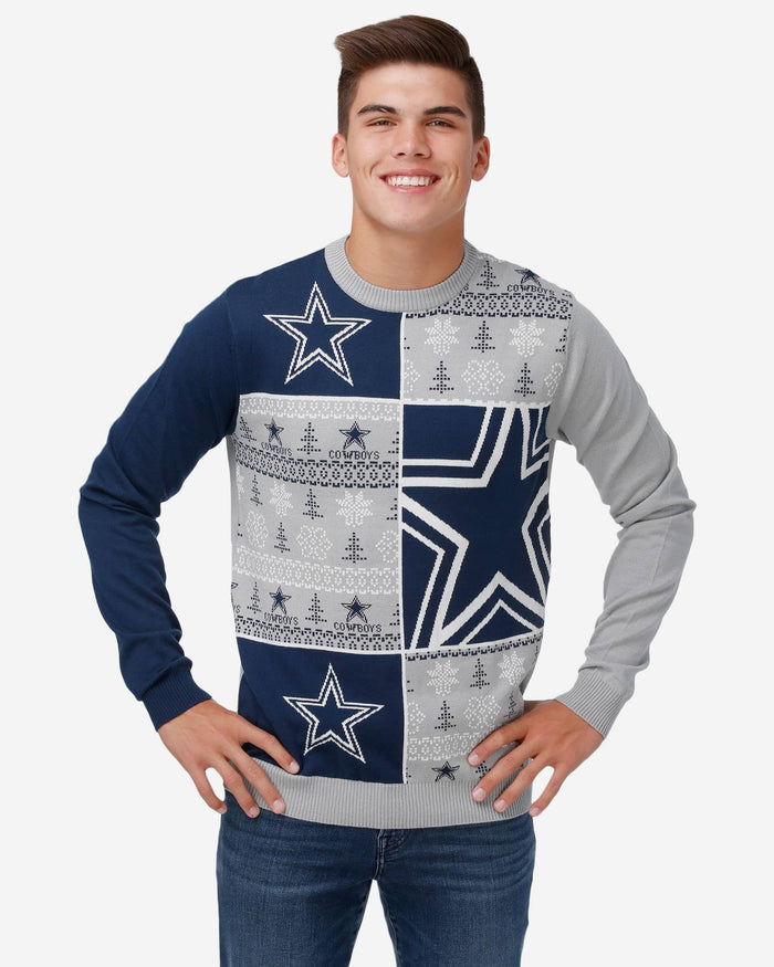 Dallas Cowboys Busy Block Snowfall Sweater FOCO S - FOCO.com