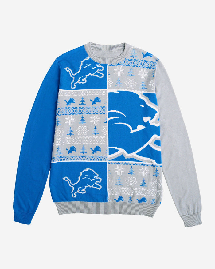 Detroit Lions Busy Block Snowfall Sweater FOCO - FOCO.com