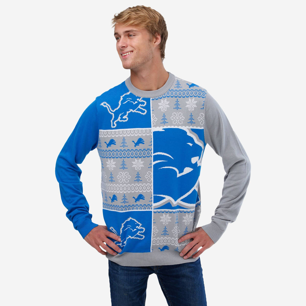 Detroit Lions Busy Block Snowfall Sweater FOCO S - FOCO.com