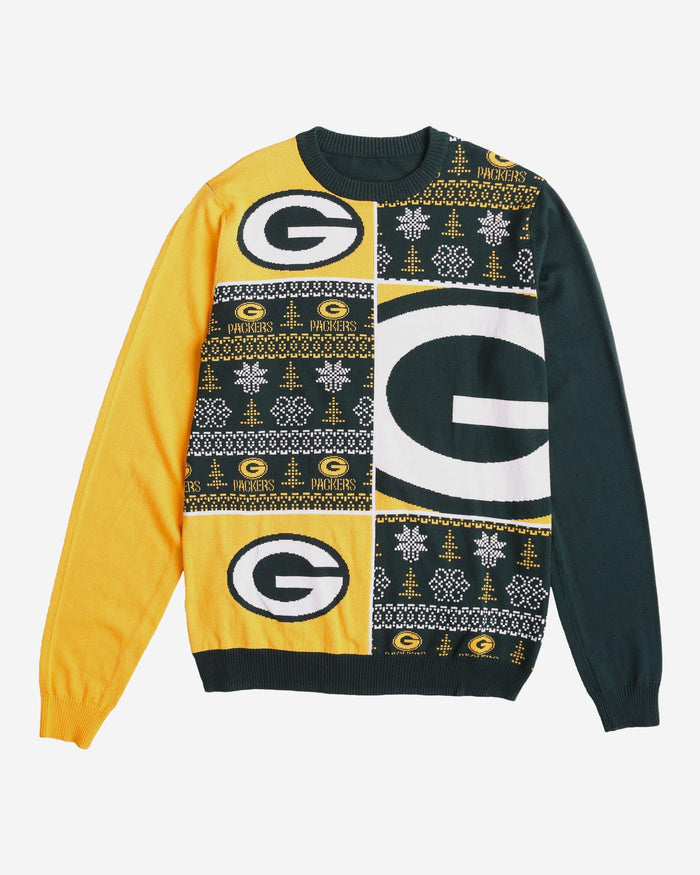 Green Bay Packers Busy Block Snowfall Sweater FOCO - FOCO.com