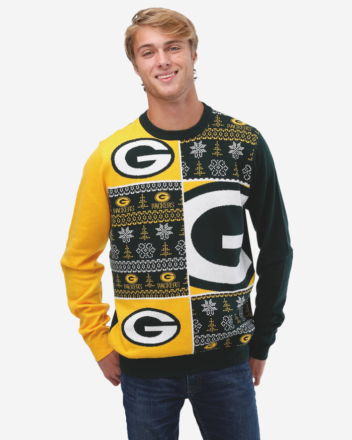 Green Bay Packers Busy Block Snowfall Sweater FOCO S - FOCO.com