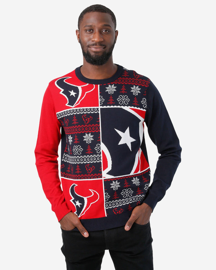 Houston Texans Busy Block Snowfall Sweater FOCO S - FOCO.com