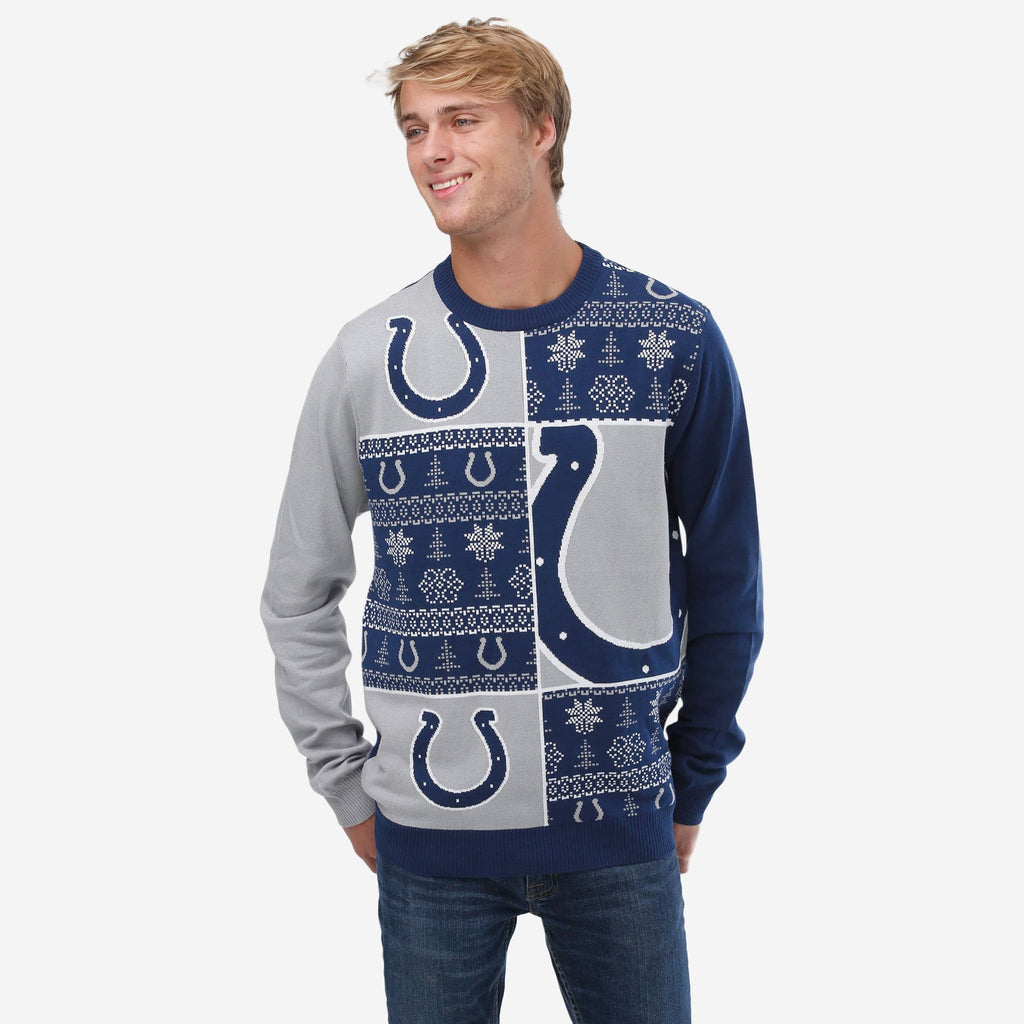 Indianapolis Colts Busy Block Snowfall Sweater FOCO S - FOCO.com