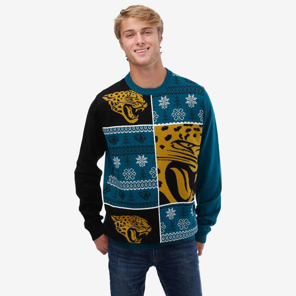 Jacksonville Jaguars Busy Block Snowfall Sweater FOCO S - FOCO.com