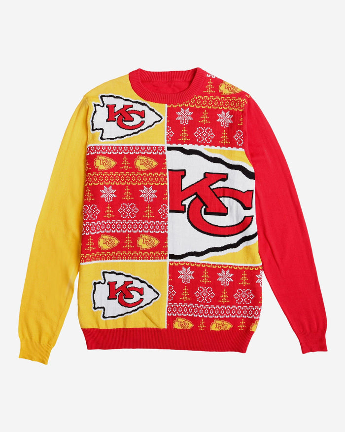 Kansas City Chiefs Busy Block Snowfall Sweater FOCO - FOCO.com