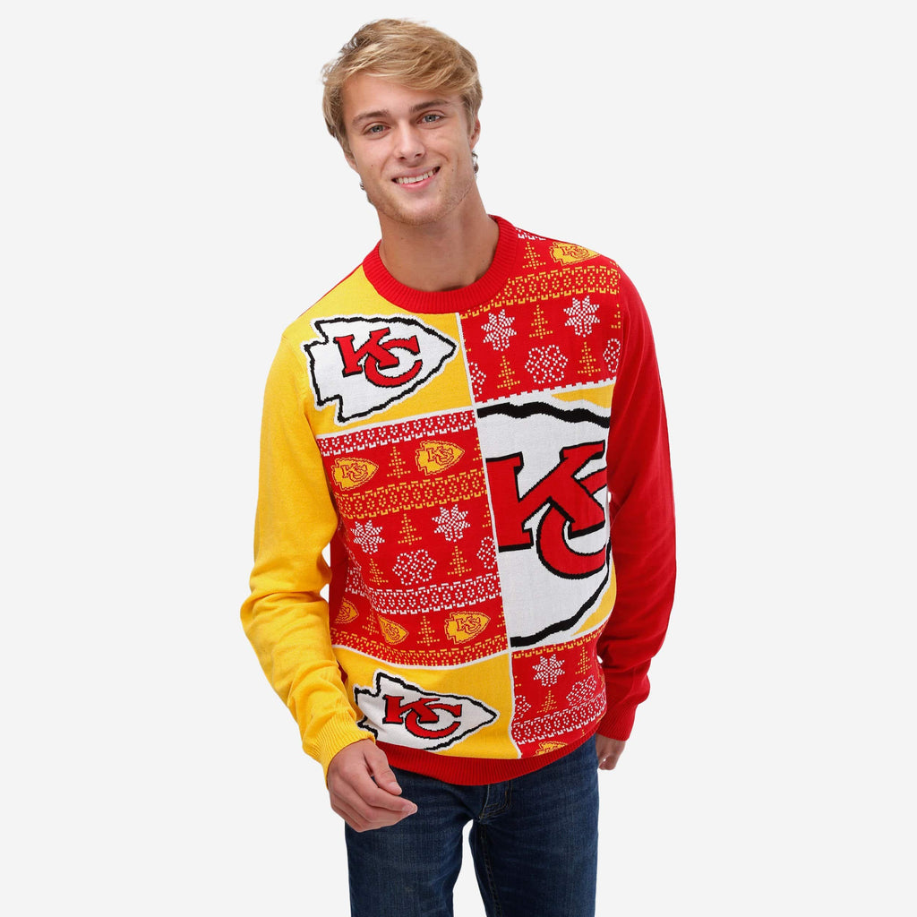 Kansas City Chiefs Busy Block Snowfall Sweater FOCO S - FOCO.com