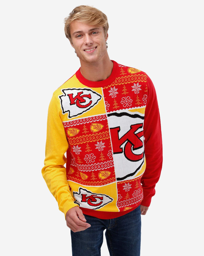 Kansas City Chiefs Busy Block Snowfall Sweater FOCO S - FOCO.com