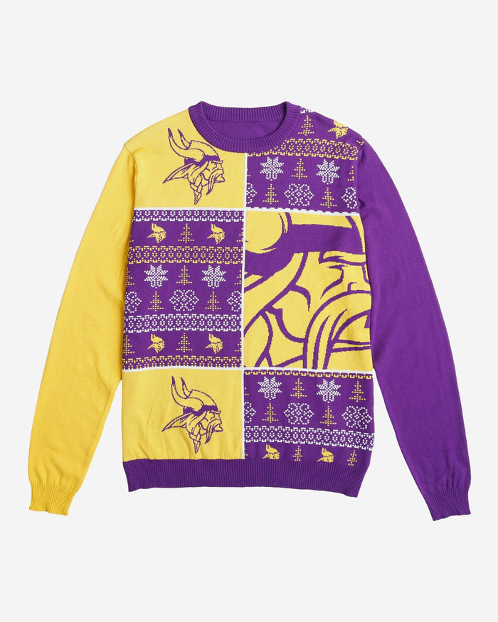 Minnesota Vikings Busy Block Snowfall Sweater FOCO - FOCO.com