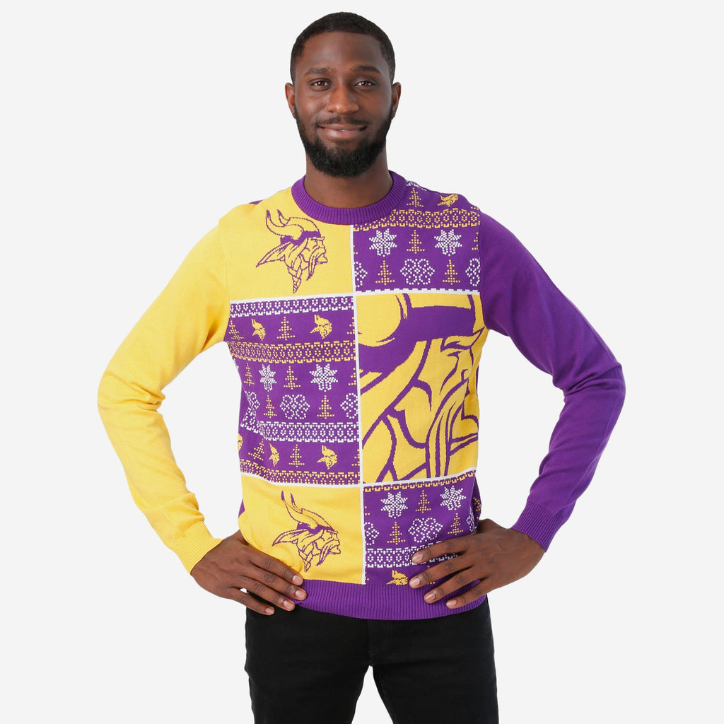 Minnesota Vikings Busy Block Snowfall Sweater FOCO S - FOCO.com