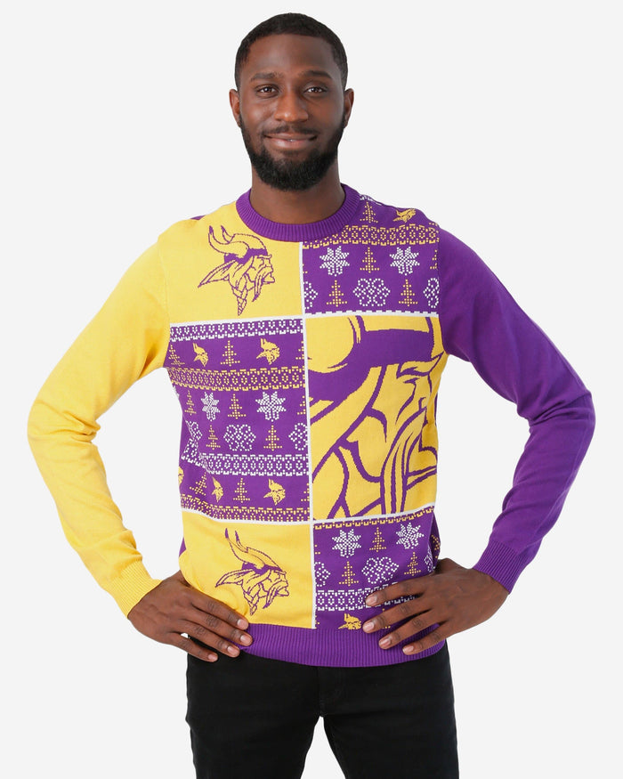 Minnesota Vikings Busy Block Snowfall Sweater FOCO S - FOCO.com