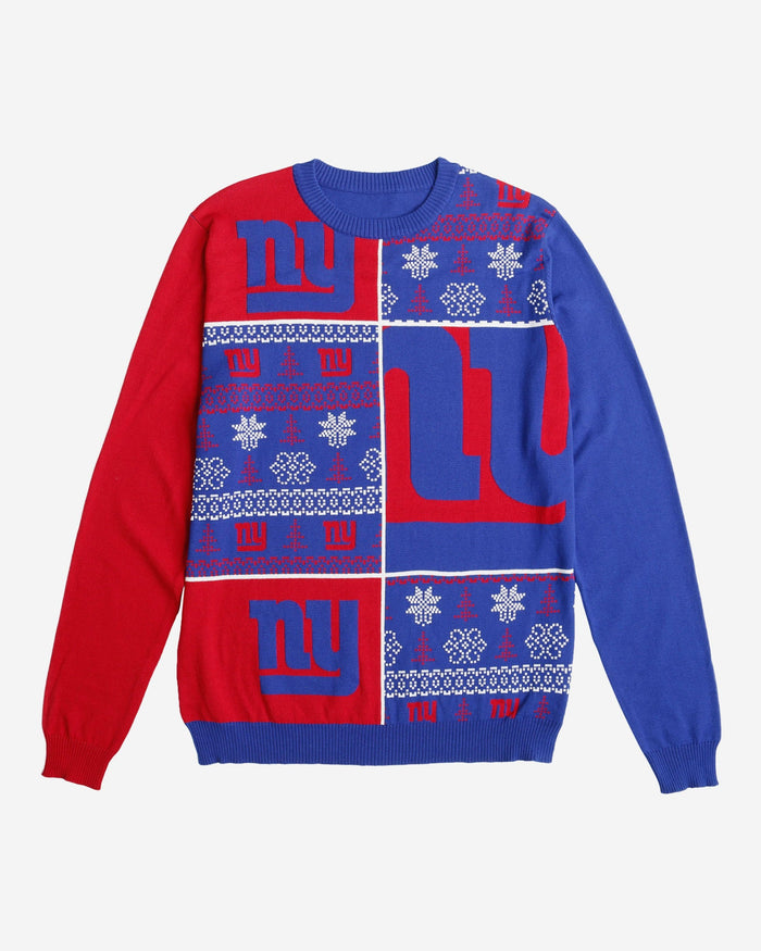 New York Giants Busy Block Snowfall Sweater FOCO - FOCO.com