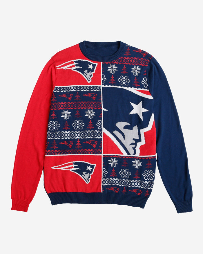 New England Patriots Busy Block Snowfall Sweater FOCO - FOCO.com