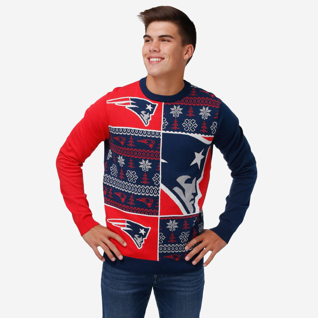 New England Patriots Busy Block Snowfall Sweater FOCO S - FOCO.com