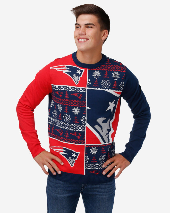 New England Patriots Busy Block Snowfall Sweater FOCO S - FOCO.com