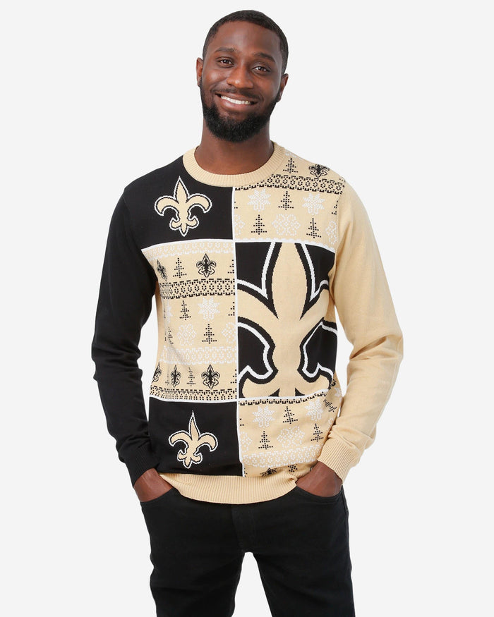 New Orleans Saints Busy Block Snowfall Sweater FOCO S - FOCO.com