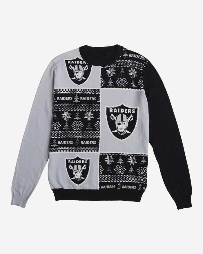 Las Vegas Raiders Busy Block Snowfall Sweater FOCO - FOCO.com