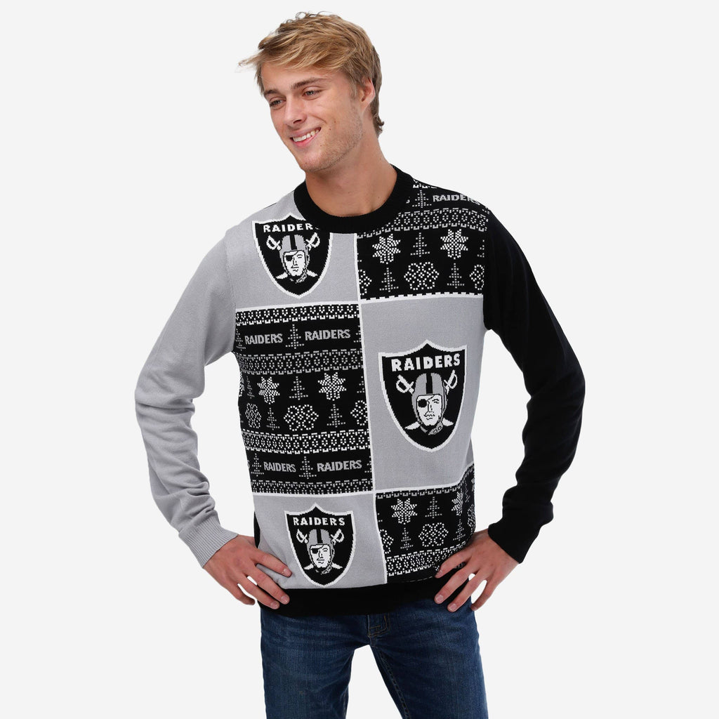 Las Vegas Raiders Busy Block Snowfall Sweater FOCO S - FOCO.com