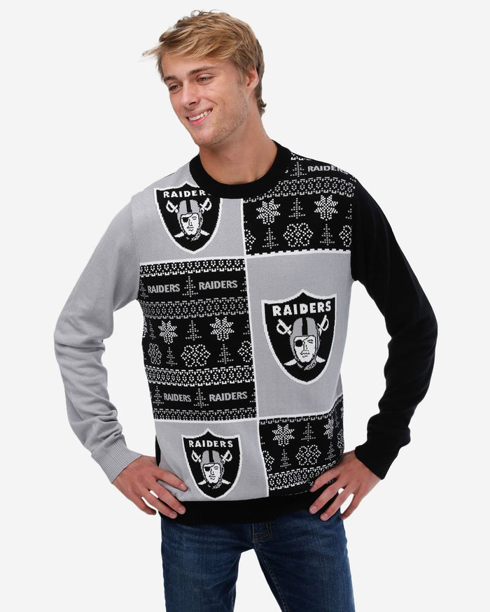 Las Vegas Raiders Busy Block Snowfall Sweater FOCO S - FOCO.com