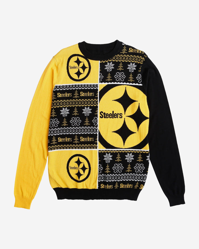 Pittsburgh Steelers Busy Block Snowfall Sweater FOCO - FOCO.com