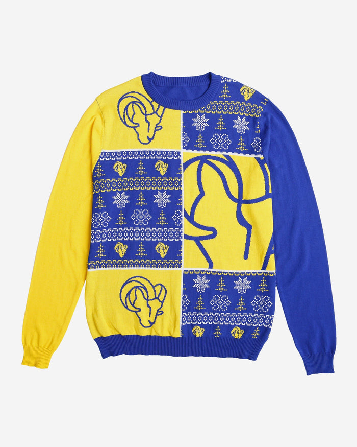 Los Angeles Rams Busy Block Snowfall Sweater FOCO - FOCO.com