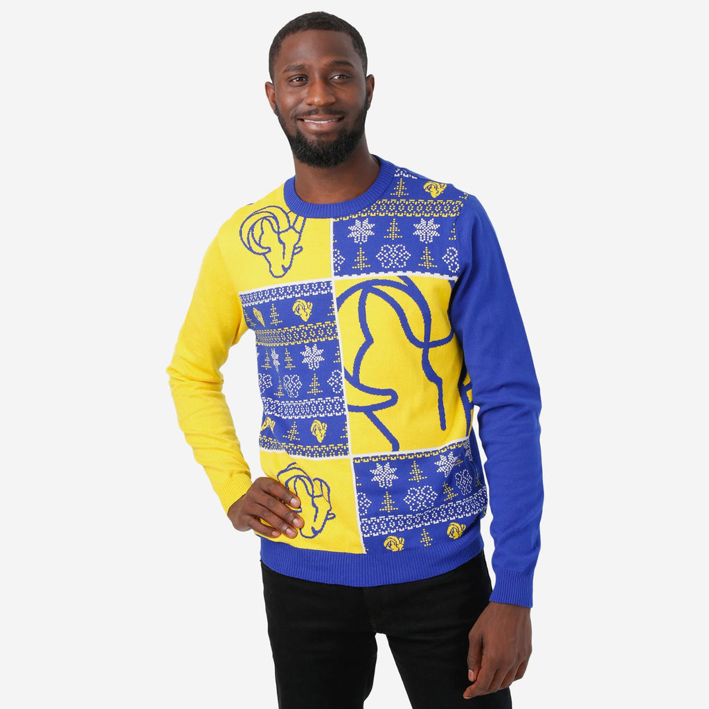 Los Angeles Rams Busy Block Snowfall Sweater FOCO S - FOCO.com