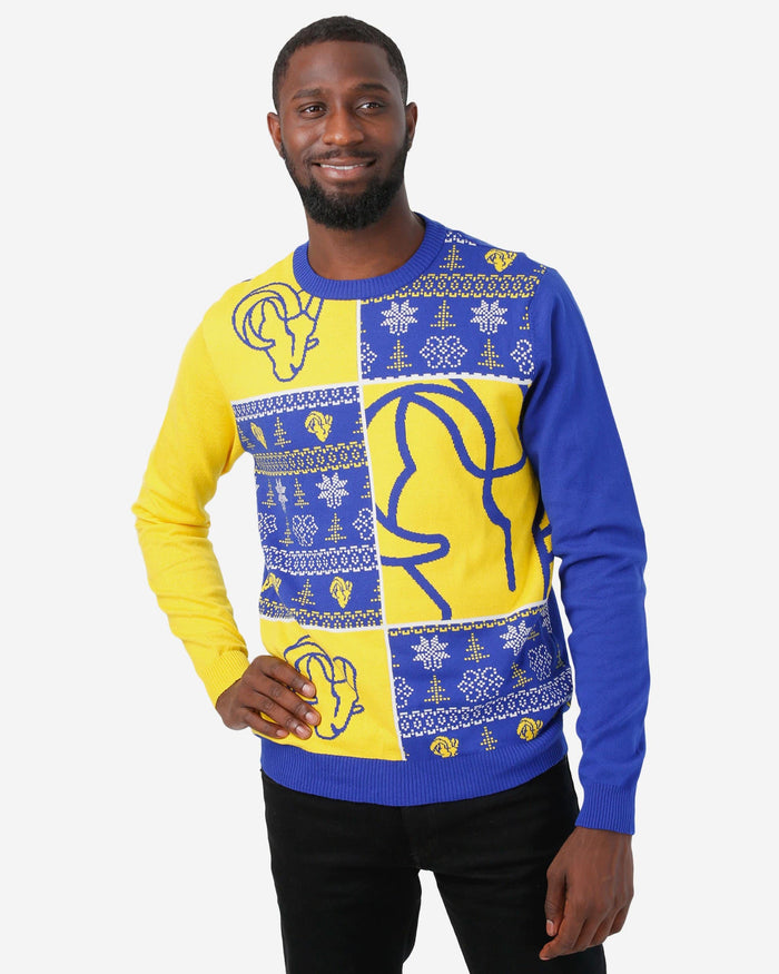 Los Angeles Rams Busy Block Snowfall Sweater FOCO S - FOCO.com