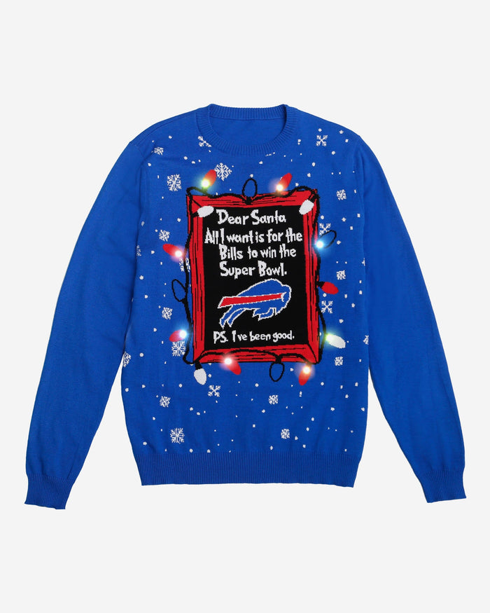Buffalo Bills Dear Santa Light Up Sweater FOCO - FOCO.com