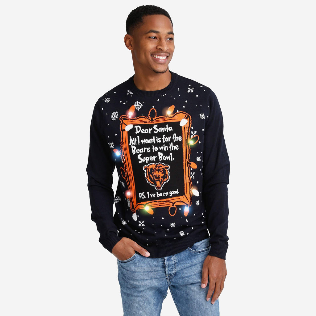 Chicago Bears Dear Santa Light Up Sweater FOCO S - FOCO.com