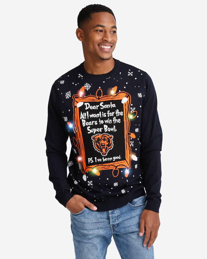Chicago Bears Dear Santa Light Up Sweater FOCO S - FOCO.com