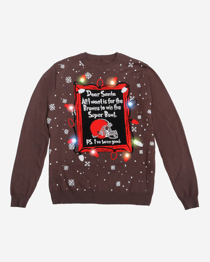 Cleveland Browns Dear Santa Light Up Sweater FOCO - FOCO.com