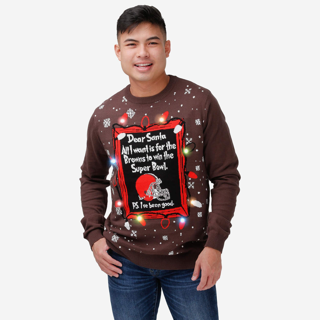 Cleveland Browns Dear Santa Light Up Sweater FOCO S - FOCO.com