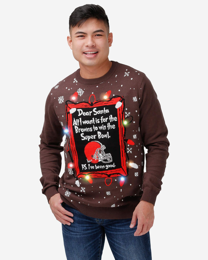 Cleveland Browns Dear Santa Light Up Sweater FOCO S - FOCO.com