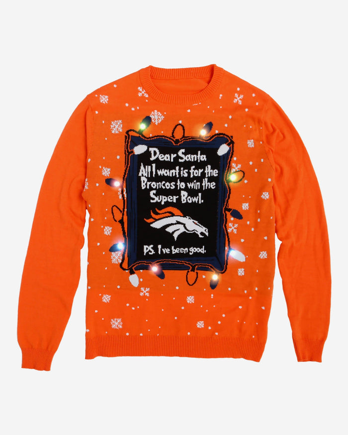 Denver Broncos Dear Santa Light Up Sweater FOCO - FOCO.com