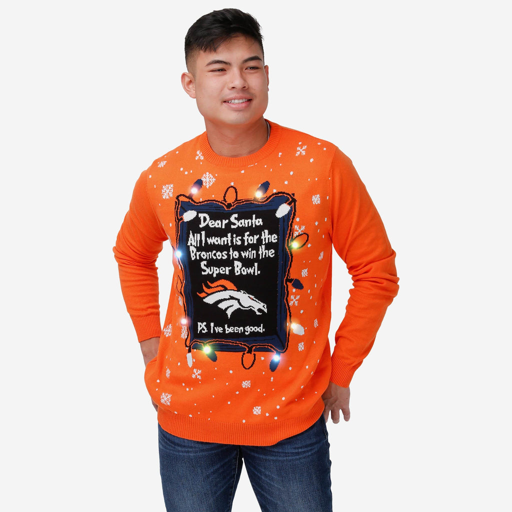 Denver Broncos Dear Santa Light Up Sweater FOCO S - FOCO.com