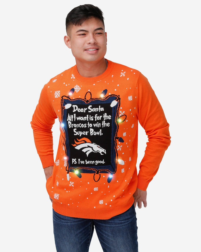 Denver Broncos Dear Santa Light Up Sweater FOCO S - FOCO.com