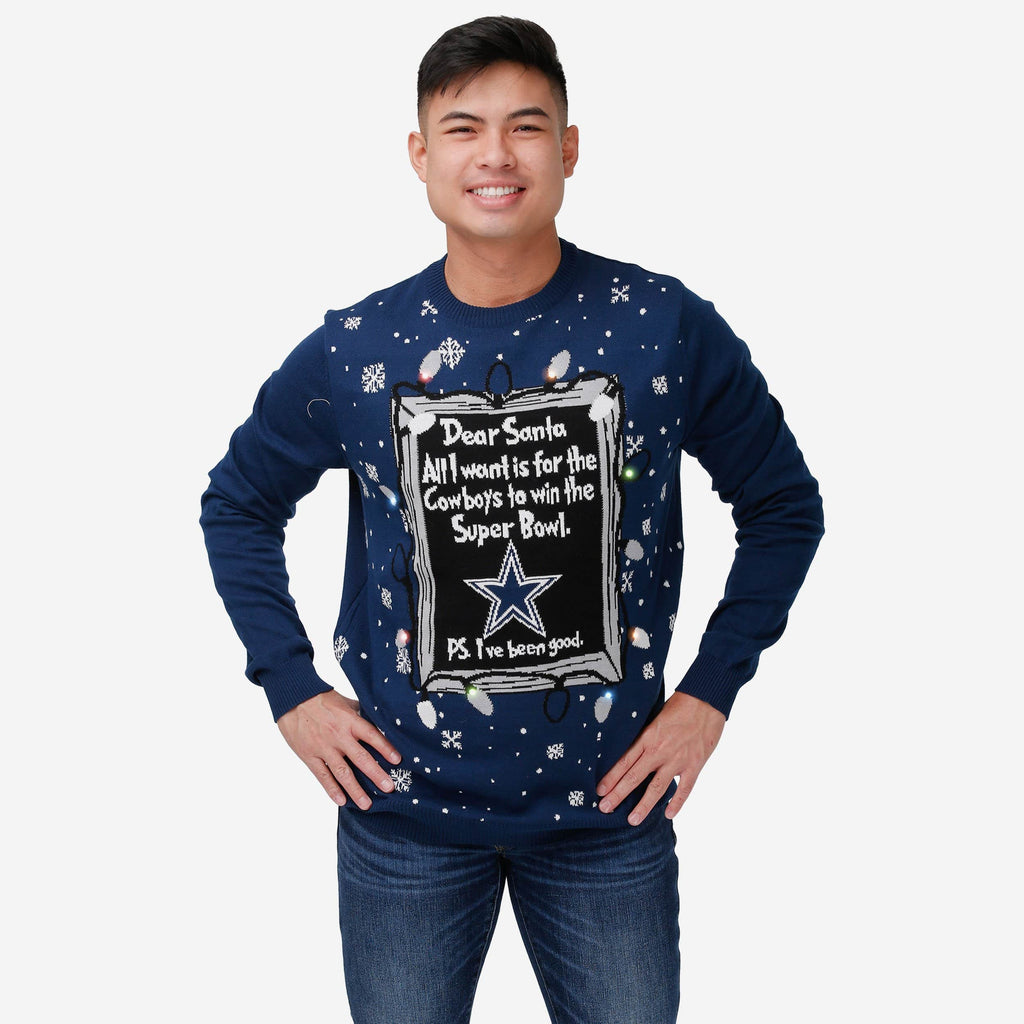 Dallas Cowboys Dear Santa Light Up Sweater FOCO - FOCO.com