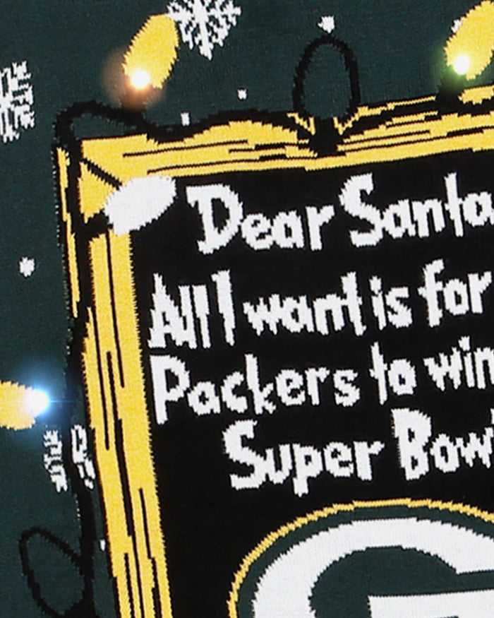 Green Bay Packers Dear Santa Light Up Sweater FOCO - FOCO.com