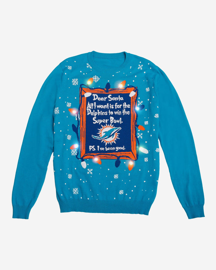 Miami Dolphins Dear Santa Light Up Sweater FOCO - FOCO.com