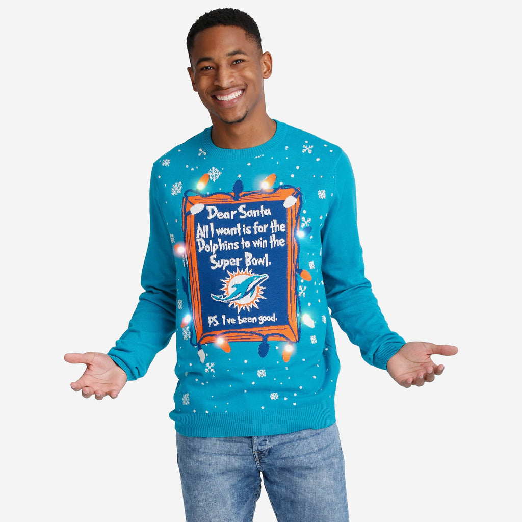 Miami Dolphins Dear Santa Light Up Sweater FOCO S - FOCO.com