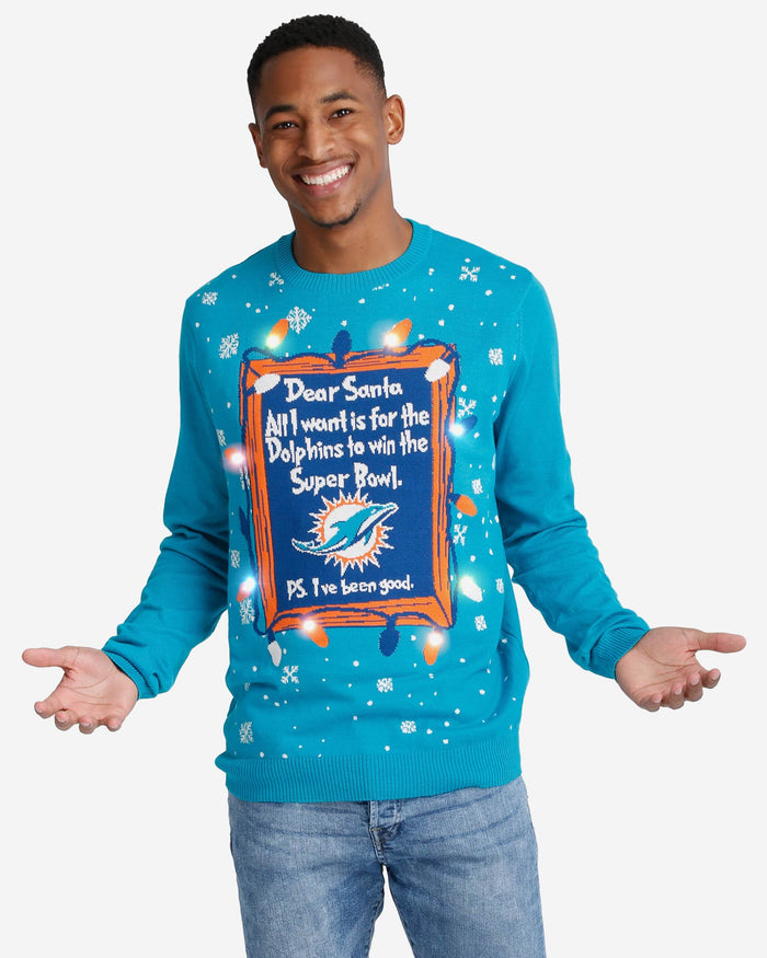 Miami Dolphins Dear Santa Light Up Sweater FOCO S - FOCO.com