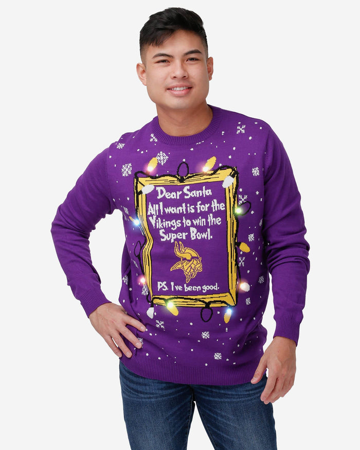 Minnesota Vikings Dear Santa Light Up Sweater FOCO S - FOCO.com