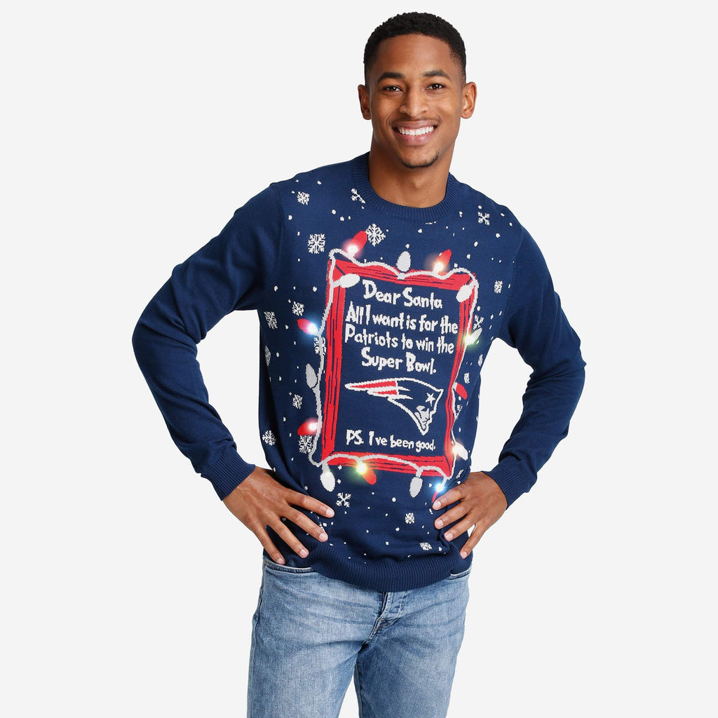 New England Patriots Dear Santa Light Up Sweater FOCO S - FOCO.com