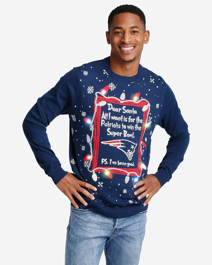 New England Patriots Dear Santa Light Up Sweater FOCO S - FOCO.com