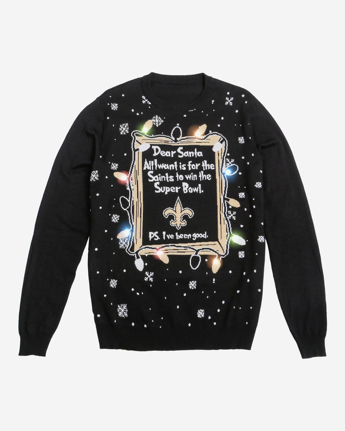 New Orleans Saints Dear Santa Light Up Sweater FOCO - FOCO.com