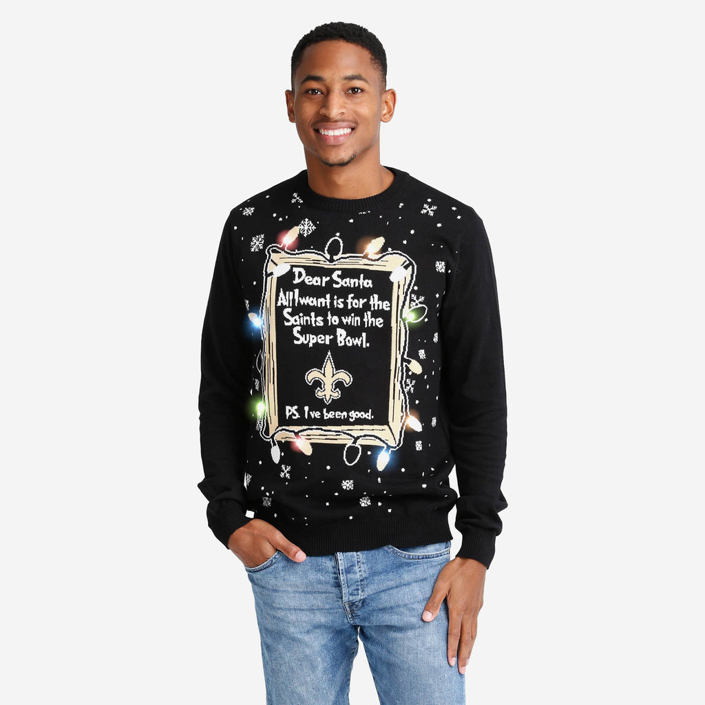 New Orleans Saints Dear Santa Light Up Sweater FOCO S - FOCO.com